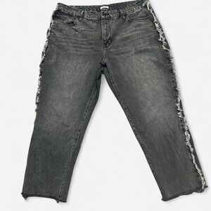 Good American Good Boy Frayed Outseam Straight Leg Jeans Size 18